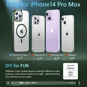 JUESHITUO iPhone 14 Pro Max Case 𝟐𝟎𝟐𝟯 𝗡𝗘𝗪 [Not Yellowing] [MiL-Grade Protection] [No.1 Strong Magnets] Magnetic Slim Clear Compatible with iPhone 14 Pro Max Protective Case 6.7inch,Alpine Green