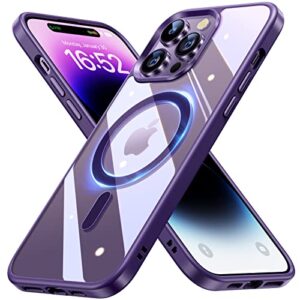 jueshituo for iphone 14 pro max case 𝟐𝟎𝟐𝟯 𝗡𝗘𝗪[not yellowing][mil-grade protection][no.1 strong magnets]magnetic slim clear compatible with iphone 14 pro max protective case 6.7inch, deep purple