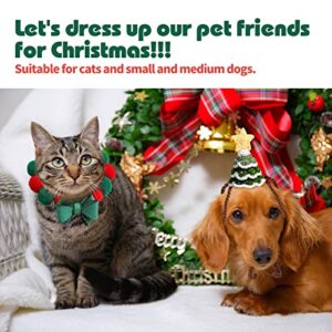 NVTED Pet Costume for Christmas, Cat Santa Hat with Scarf Red Green Collar Puppy Bib Xmas Pet Costume Accessories for Cat Small Medium Dogs