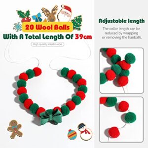 NVTED Pet Costume for Christmas, Cat Santa Hat with Scarf Red Green Collar Puppy Bib Xmas Pet Costume Accessories for Cat Small Medium Dogs