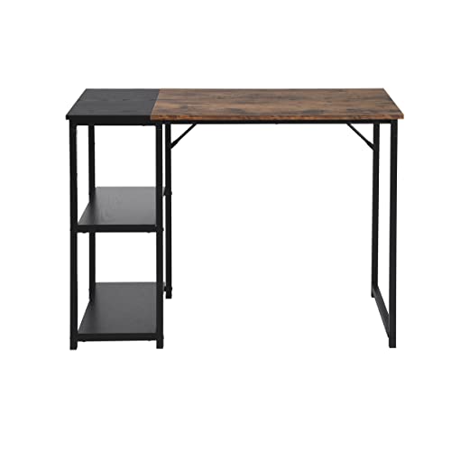 Homy Casa Inc Dembe Shelves 100CM A Desk, Black,Brown