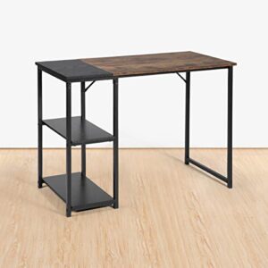 Homy Casa Inc Dembe Shelves 100CM A Desk, Black,Brown