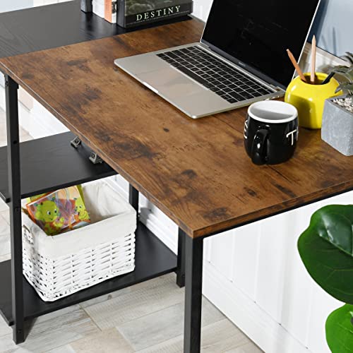 Homy Casa Inc Dembe Shelves 100CM A Desk, Black,Brown