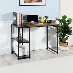 Homy Casa Inc Dembe Shelves 100CM A Desk, Black,Brown