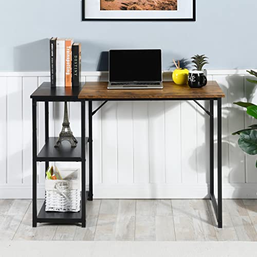 Homy Casa Inc Dembe Shelves 100CM A Desk, Black,Brown