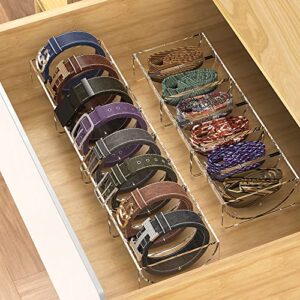 Belt Organizer, OFFSIR Belt Rack Storage Holder 6 Packs Acrylic Clear Display Case Container with Magnet, Detachable Belt Organizer for Closet Drawer Men& Women Belts Tie Bow Tie