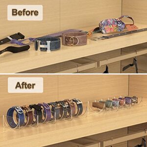 Belt Organizer, OFFSIR Belt Rack Storage Holder 6 Packs Acrylic Clear Display Case Container with Magnet, Detachable Belt Organizer for Closet Drawer Men& Women Belts Tie Bow Tie