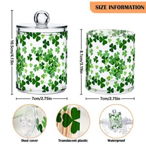 2 Pack Plastic Cotton Swab Ball Pad Holder St Patrick's Day Shamrock Jars Bathroom Storage Organizer Bathroom Storage Containers for Cotton Swabs,Rounds,Bath Salts,Makeup Sponges,Hair Accessories