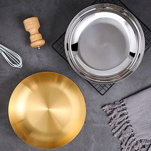 Hemoton Stainless Steel Mixing Bowl 9.4inch Japanese Ramen Noodle Bowl Gold Metal Soup Bowl Salad Serving Bowl for Fruit Udon Soba Pho Asian Noodles