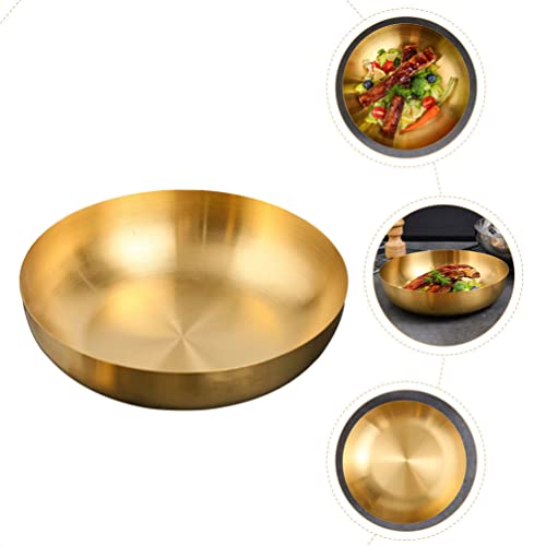 Hemoton Stainless Steel Mixing Bowl 9.4inch Japanese Ramen Noodle Bowl Gold Metal Soup Bowl Salad Serving Bowl for Fruit Udon Soba Pho Asian Noodles