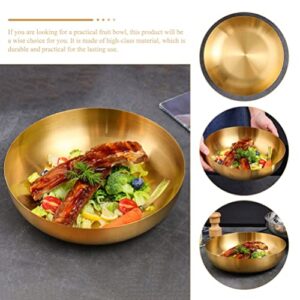 Hemoton Stainless Steel Mixing Bowl 9.4inch Japanese Ramen Noodle Bowl Gold Metal Soup Bowl Salad Serving Bowl for Fruit Udon Soba Pho Asian Noodles