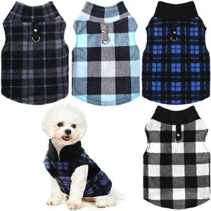 geyoga fleece vest dog sweater set of 4 buffalo plaid dog pullover warm jacket winter pet clothes with leash ring for small dog cat (small)