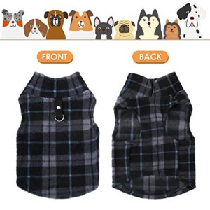 Geyoga Fleece Vest Dog Sweater Set of 4 Buffalo Plaid Dog Pullover Warm Jacket Winter Pet Clothes with Leash Ring for Small Dog Cat (Small)