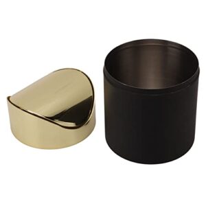 Fdit Mini Countertop Trash Can, Stainless Steel Desktop Trash Can Table Trash Can Household Mini Trash Basket Clamshell Paper Basket with Gold Lid