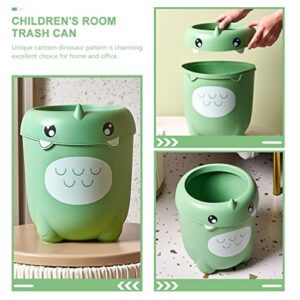 FOMIYES Plastic Garbage Can Dinosaur Trash Can Cartoon Garbage Bin Waterproof Wastebasket Garbage Waste Basket with Pressure Ring for Home Kitchen Bathroom Light Green