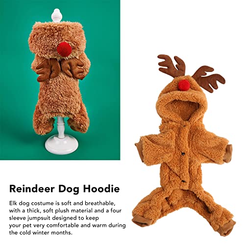 Dog Winter Clothes,Pet Reindeer Cosplay Dog Cat Costume Reindeer Dog Hoodie Funny Pet Elk Cosplay Costume Puppy Fleece Outfits Warm Hoodie XL