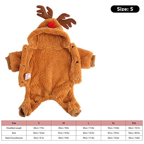 Dog Winter Clothes,Pet Reindeer Cosplay Dog Cat Costume Reindeer Dog Hoodie Funny Pet Elk Cosplay Costume Puppy Fleece Outfits Warm Hoodie XL