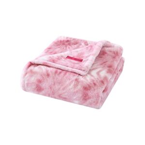 betsey johnson- throw blanket, ultra soft faux fur home décor, all season bedding (fireworks tie dye pink, 50 x 60)