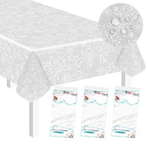sietdeseo 3 pack plastic lace tablecloth 54 x 108 waterproof disposable lace table cover for wedding party birthday camping bridal shower lace paper tablecloth