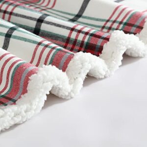 Eddie Bauer - Throw Blanket, Cotton Flannel Home Decor, All Season Reversible Sherpa Bedding (Montlake Plaid Red, Throw)