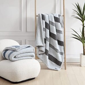 Nautica- Throw Blanket, Ultra Soft Plush Sherpa Home Décor, All Season Bedding (Saltmarsh Navy, 50 x 60)