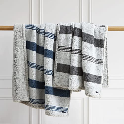 Nautica- Throw Blanket, Ultra Soft Plush Sherpa Home Décor, All Season Bedding (Saltmarsh Navy, 50 x 60)