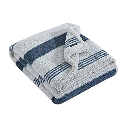 Nautica- Throw Blanket, Ultra Soft Plush Sherpa Home Décor, All Season Bedding (Saltmarsh Navy, 50 x 60)