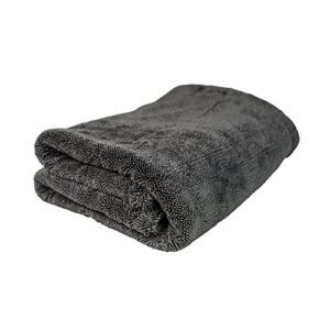 exoforma mega car drying towel from no streaks, scratches, or water spots - large premium 1200 gsm microfiber - double twist pile & edgeless design for 1 quick & effortless dry - 24” x 36”