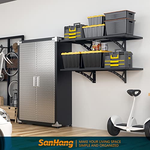 Sanhang 2Pack 1.3x4ft Garage Storage Wall Shelves, Wall Shelf Garage Storage Rack Floating Shelves (Black)