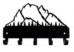 the metal peddler mountain landscape key rack hanger - small 6 inch wide - made in usa; wall mounted hooks; gift for nature lovers