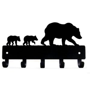 the metal peddler bear & cubs key rack holder - small 6 inch wide x 3 inch high - made in usa; wall mount