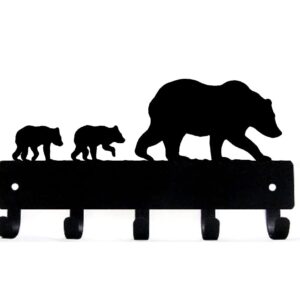 The Metal Peddler Bear & Cubs Key Rack Holder - Small 6 inch Wide x 3 inch high - Made in USA; Wall Mount