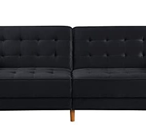 DHHU Adjustable Couch Sleeper Sectional, Loveseat for Living Room, Bedroom or Office, Modern Velvet Upholstered Sofa Bed, Black Color