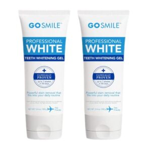go smile professional teeth whitening gel two pack bundle - travel size tooth enamel whitener & stain remover, no added sensitivity - includes free 1 oz mini luxury toothpaste - 3.4 oz tubes (2 pack)