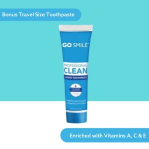 GO SMILE Professional Teeth Whitening Gel Two Pack Bundle - Travel Size Tooth Enamel Whitener & Stain Remover, No Added Sensitivity - Includes Free 1 oz Mini Luxury Toothpaste - 3.4 oz Tubes (2 Pack)