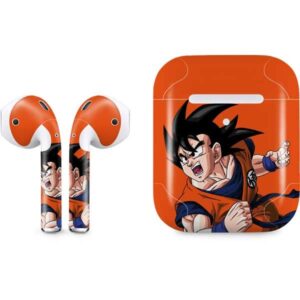 skinit decal audio skin compatible with apple airpods with wireless charging case - officially licensed dragon ball z goku turtle school uniform design