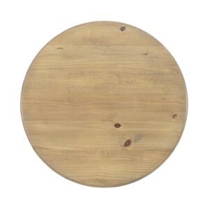 Powell 47.25" Round Wood Top with Modern Metal Base Monika Dining Table, Natural and Black