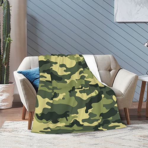 Fiokroo Camouflage Military Fleece Blanket Lightweight Cozy Ultra-Soft Throw Blanket Army Camo Microfiber Blankets All Seasons for Home Bedroom Couch Sofa Travel 40x50 Inch