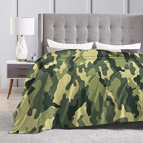 Fiokroo Camouflage Military Fleece Blanket Lightweight Cozy Ultra-Soft Throw Blanket Army Camo Microfiber Blankets All Seasons for Home Bedroom Couch Sofa Travel 40x50 Inch