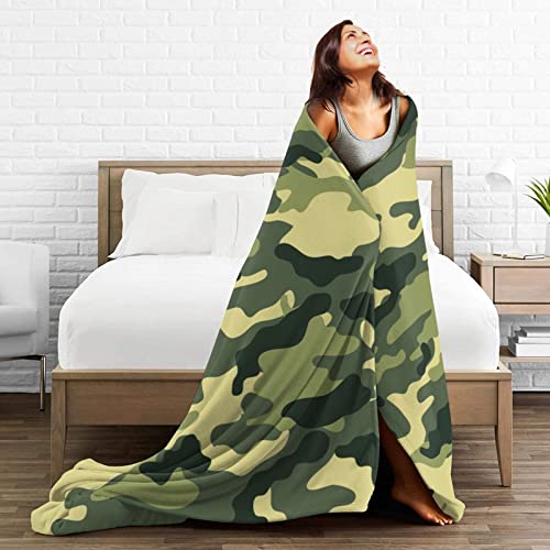 Fiokroo Camouflage Military Fleece Blanket Lightweight Cozy Ultra-Soft Throw Blanket Army Camo Microfiber Blankets All Seasons for Home Bedroom Couch Sofa Travel 40x50 Inch