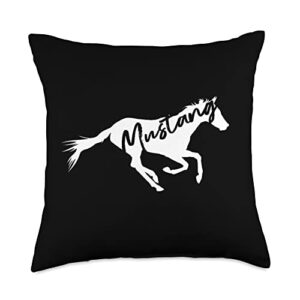 running wild mustang horse owner breed lover running wild mustang horse breed lover silhouette throw pillow, 18x18, multicolor