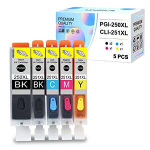 5 packs compatible ink cartridges pgi-250xl cli-251xl c a k e ink replacement for 250 ink 251 ink use for pixma mg5420 mg5520 mg5620 mg6620 mg6320 mg6420 mg7120 mg7520 mx722 mx922 ix6820 ip7220 ip8720