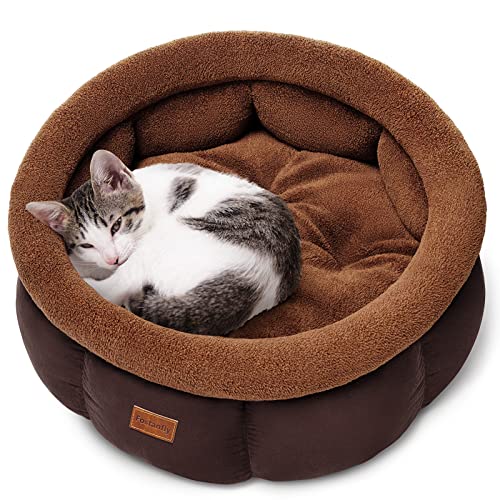 Fostanfly Cat Beds for Indoor Cats, Fluffy Puppy Bed for Small Dog Bed Washable, Calming Pet Beds Donut Round Doggy Bed Super Cozy