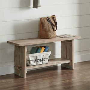 Alaterre Furniture Castleton Mango Wood 40" W Bench, Driftwood