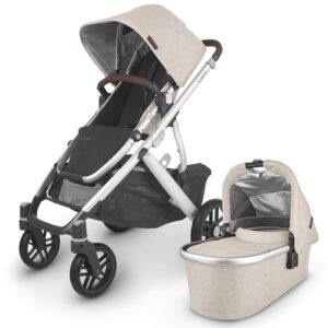 Vista V2 Stroller- Declan (Oat Melange/Silver/Chestnut Leather) + MESA V2 Infant Car Seat - Jake (Charcoal)