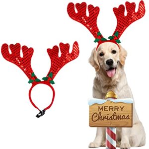christmas dog elk reindeer antler headband red xmas pet costume headwear adjustable accessories for small medium dog puppy