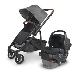 cruz v2 stroller - greyson (charcoal melange/carbon/saddle leather) + mesa v2 infant car seat - jake (charcoal)