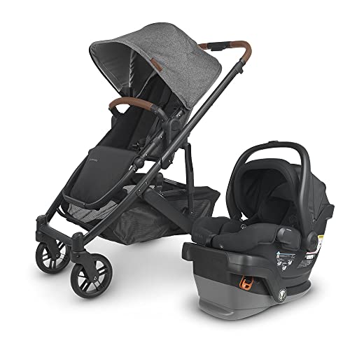 Cruz V2 Stroller - Greyson (Charcoal Melange/Carbon/Saddle Leather) + MESA V2 Infant Car Seat - Jake (Charcoal)