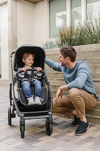 Cruz V2 Stroller - Greyson (Charcoal Melange/Carbon/Saddle Leather) + MESA V2 Infant Car Seat - Jake (Charcoal)