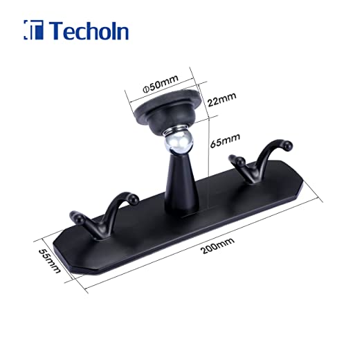 Techoln 3 Inch Door Stop with Coat Hooks,ABS Magnetic Door Stop with Two Hooks for Hanging Clothes,No Installation 3m Adhesive Backing